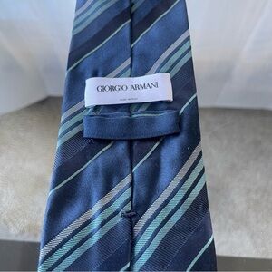 GIORGIO ARMANI Silk Necktie ITALY Luxury Designer STRIPED Blue /Multi Preppy